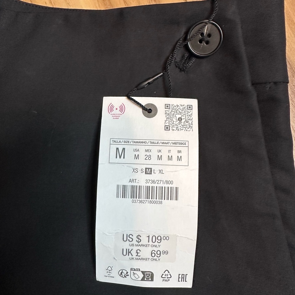 ZARA Black Tailored Dress Pants Women Medium M New With Tags - Picture 7 of 12